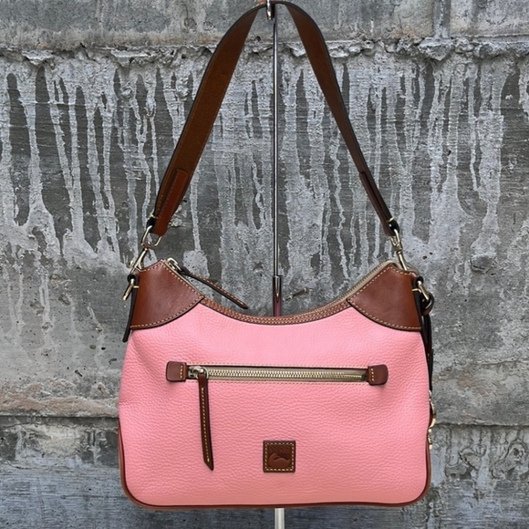 Dooney & Bourke Pink & Brown Leather Shoulder Bag EUC